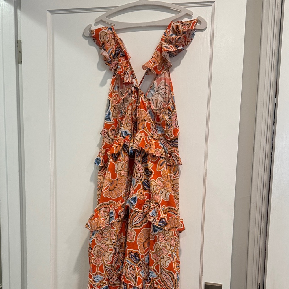 Misa Los Angeles Vibrant Floral Maxi Dress - Orange and Blue - Picture 4 of 4